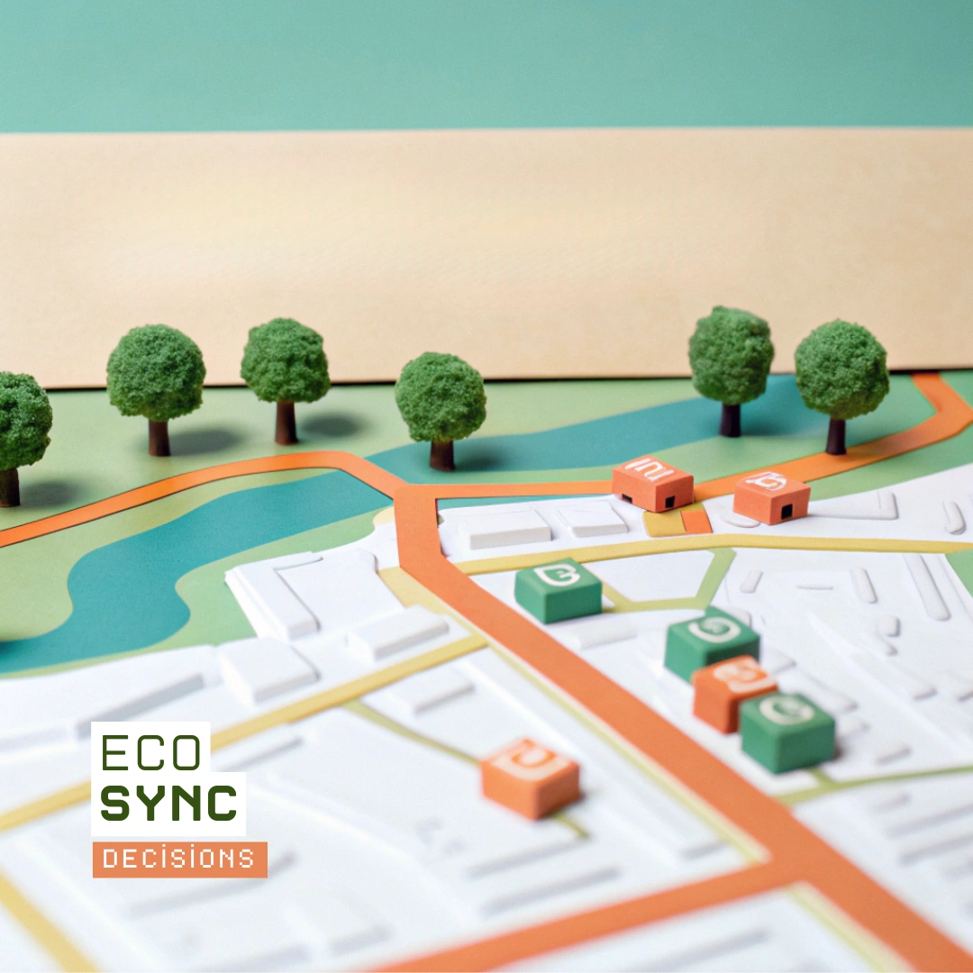Camion Ecolotrans sur une carte stylisée, représentant la livraison du dernier kilomètre.