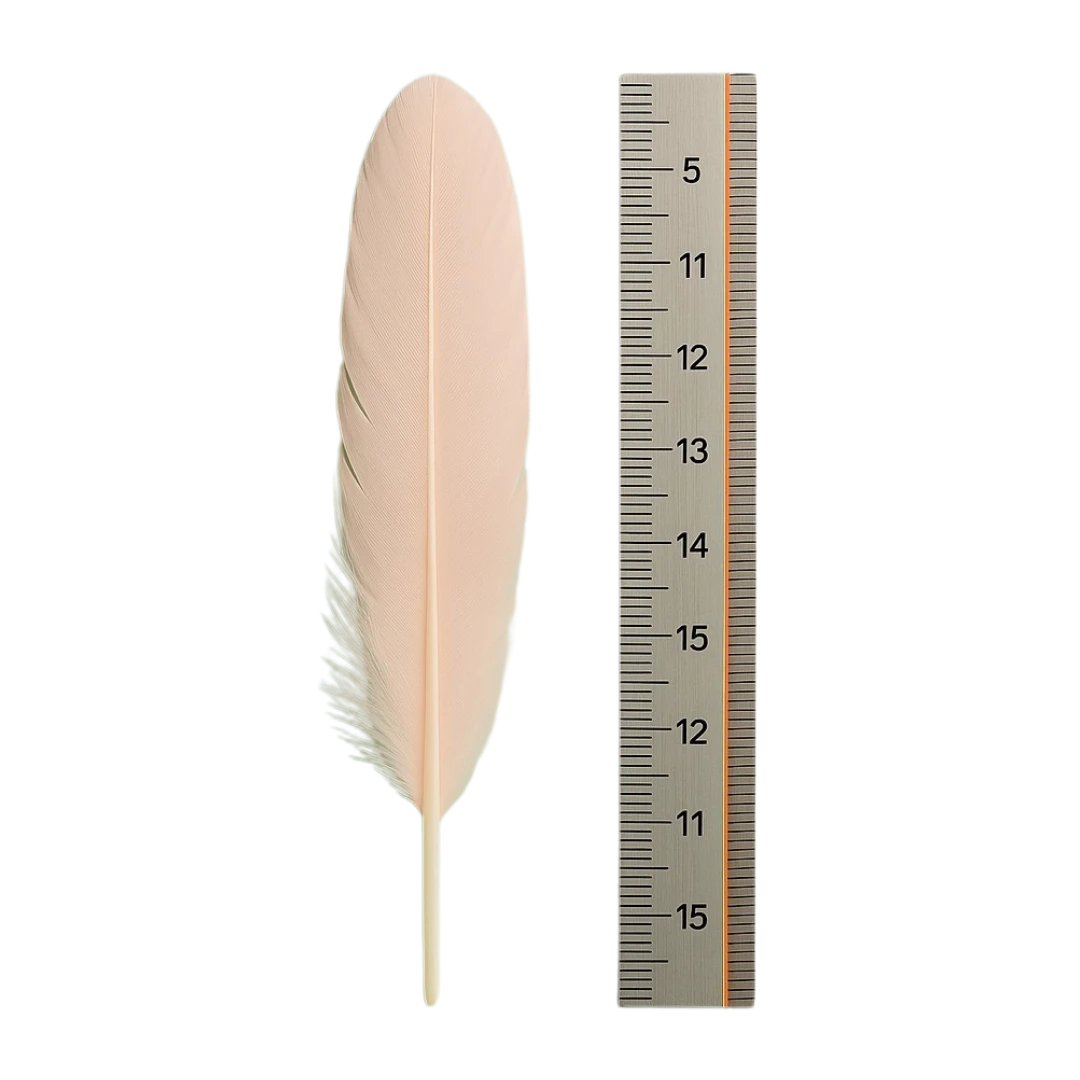 Illustration de la mesure d'un impact réduit : une plume à côté d'une règle.